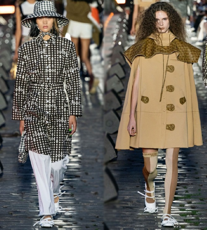 с какой обувью и аксессуарами носить модные весенние женские пальто 2020 года -  фото с модного показа Courrèges (неделя моды в Париже весна-лето 2020)