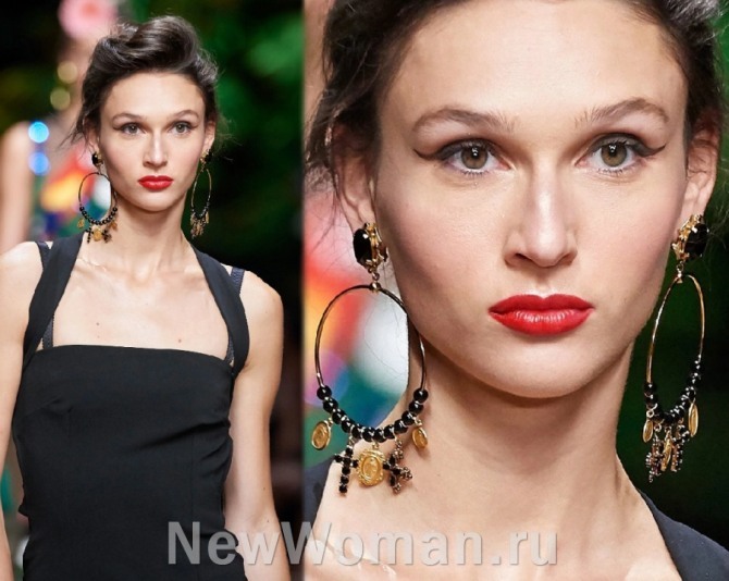 модные серьги от бренда Dolce & Gabbana - луки с подиума весна-лето 2020