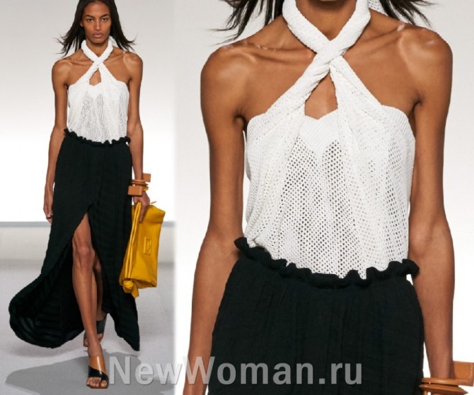 черная юбка с белым топом от Живанши - коллекция Лето 2020