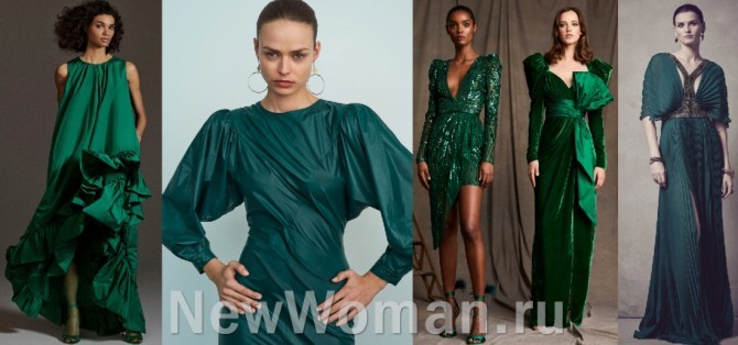 новогодние платья зеленого цвета для встречи нового года - луки с модных показов на 2021 год