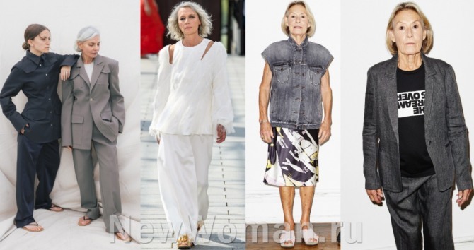 Костюмы, юбки, блузки брюки с модных показов для пожилых женщин на сезон весна-лето 2020 года