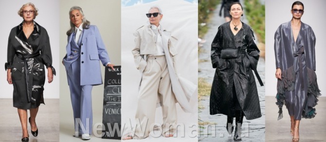 Подиум. Уличная мода для пожилых Весна-Лето 2020: пальто, плащи на моделях в возрасте