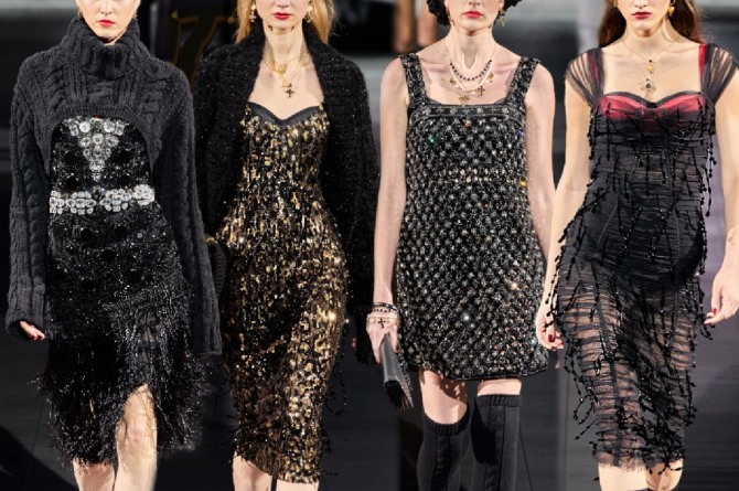 вечерние платья 2021 года с блестками от бренда Dolce & Gabbana