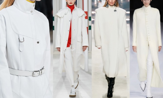 пальто белого цвета  - новинки с модных показов на 2021 год