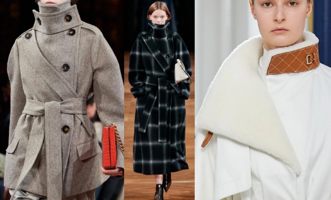 одной из главных тенденций пальтовой моды сезона осень 2020 является крупный и широкий стоячий воротник