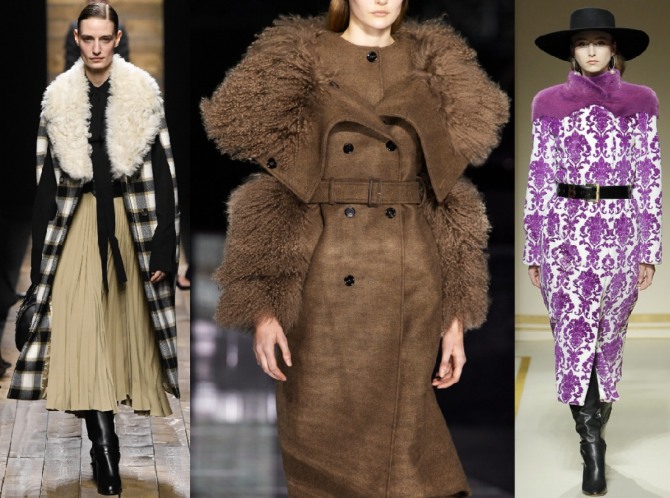 дизайнерские пальто осень-зима 2020-2021 с меховым воротником - фото с недель моды в мировых столицах