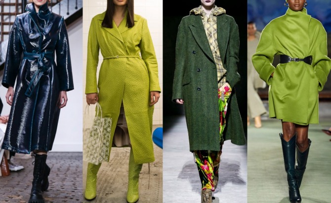 стильные пальто для девушек и женщин на раннюю весну 2020 года в зеленой, синей, желтой цветовой гамме