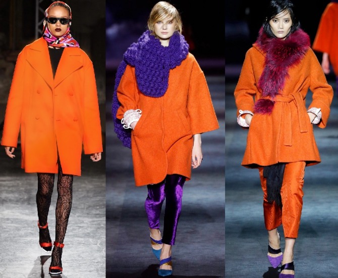 осенние пальто морковного цвета 2020 - модели длиною выше колен