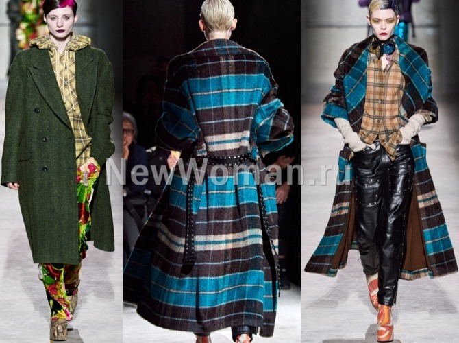 модели дамских пальто с подиума осень-зима 2020-2021 - из шерсти и драпа - вид спереди и сзади