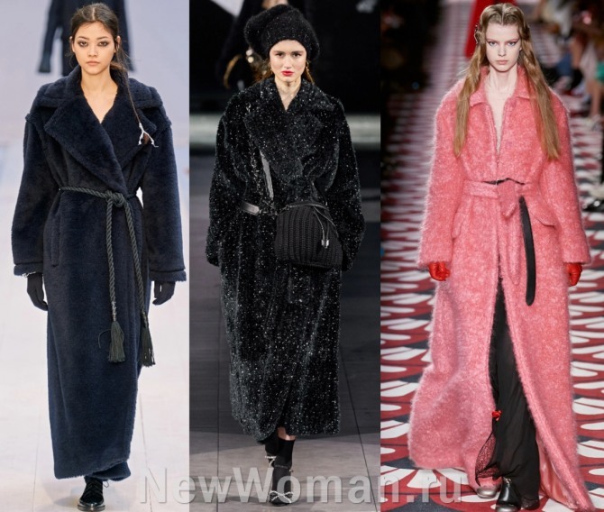 длинные зимние женские пальто из искусственного меха