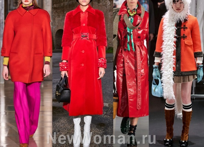 осенние пальто 2020 красного цвета - фото с европейских недель моды