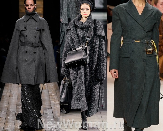 самый модный цвет дамских пальто осени 2020 года - серый