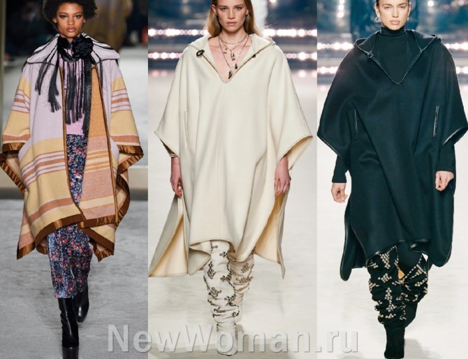 обзор трендов с модных показов осень-зима 2020-2021 - пальто пончо для женщин
