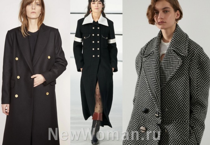 какие фасоны женских пальто модные в 2021 году - двубортные модели разных стилей, фото с показов в столицах мировой моды