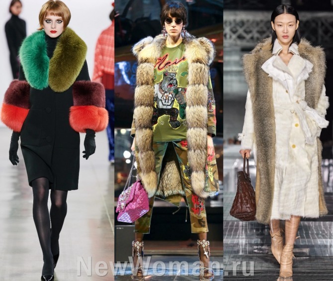 модные фасоны женских зимних пальто с мехом сезона осень-зима 2020-2021 - фото с европейских подиумов