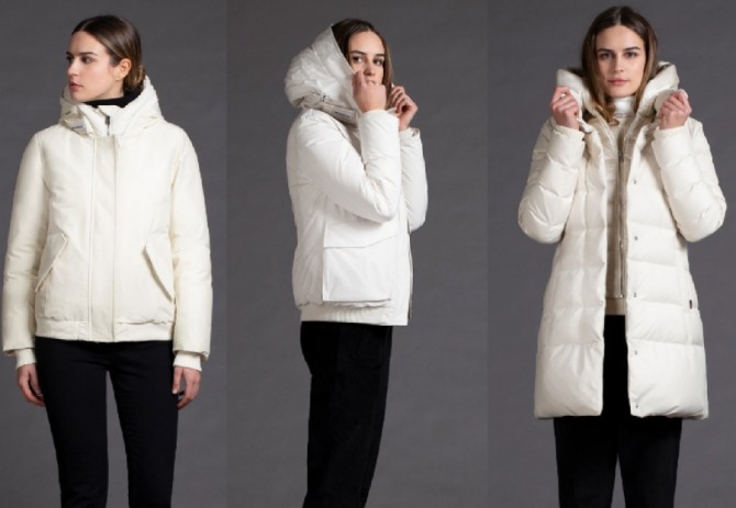 какие модели белых пуховиков модные в сезона осень-зима 2020-2021 - фото из молодежной коллекции для девушек бренда Woolrich