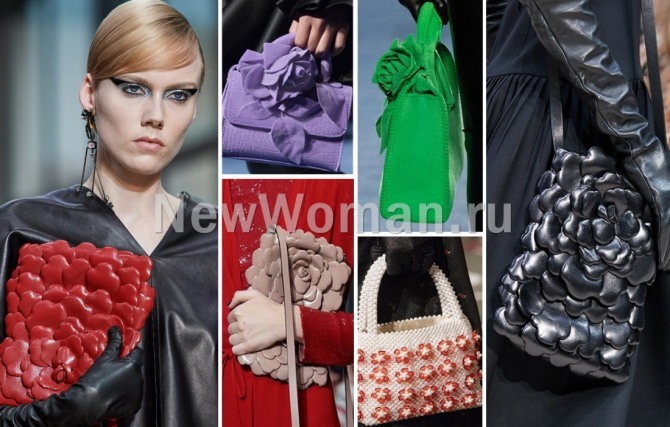 самый модный декор женских нарядных и вечерних сумок осень-зима 2020-2021 - с отделкой из бутонов и лепестков розы