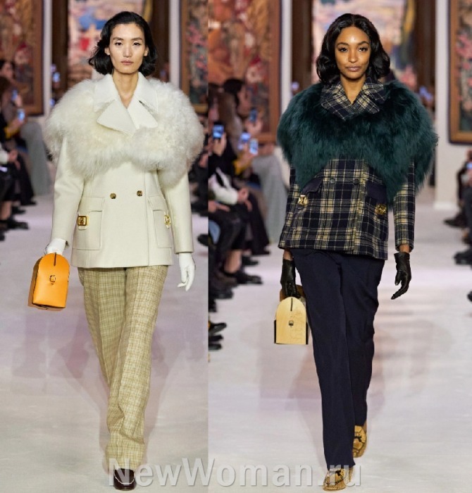 образцы высокой моды на 2021 год от мировых кутюрье - элегантный красивые куртки с меховыми воротниками от французского модного дома Lanvin
