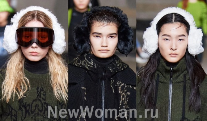 модные головные уборы для девушек из искусственного меха осень-зима 2020-2021 - шапки-наушники на позднюю осень