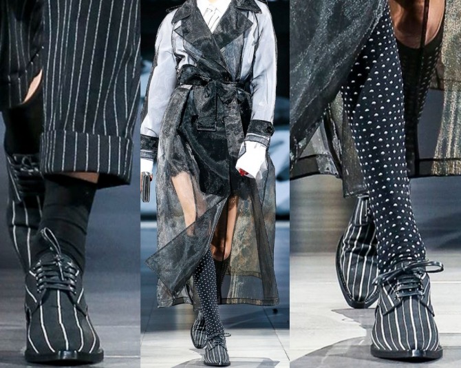 женские туфли дерби с шнуровкой из ткани в полоску - фото с модного показа Dolce & Gabbana сезон 2021 года