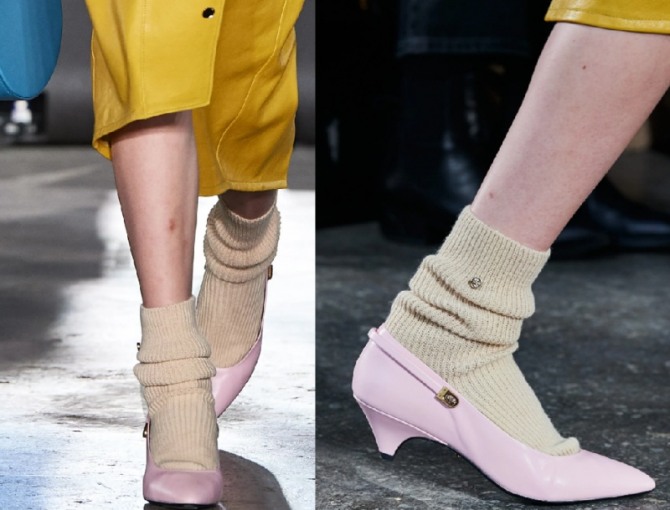 модные женские туфли 2021 розового цвета на маленьком невысоком каблуке - фото с модного показа Coach