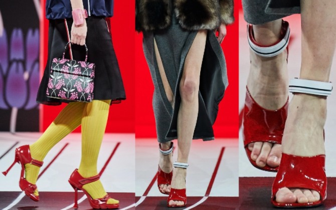 модные женские туфли 2021 года из красного лака - тренды от Prada