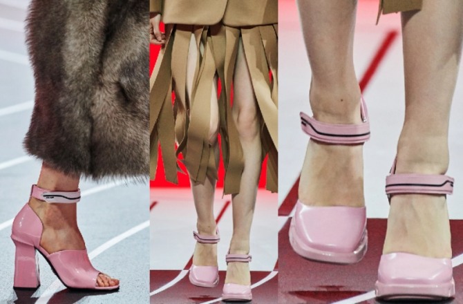 модные женские туфли 2021 года розового цвета - фото из коллекции Prada
