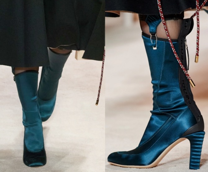 модные сапоги от бренда Fendi - модная женская обувь 2021 года, модель цианового цвета