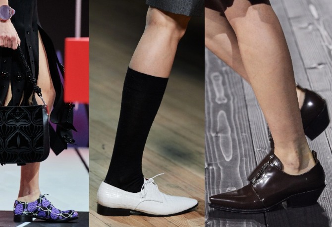 в 2021 году актуальной женской демисезонной и деловой обувью являются туфли на низком каблуке в английском стиле - оксфорды, дерби и модели с застежкой-молнией