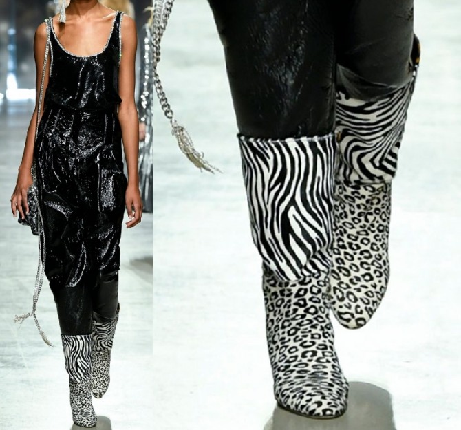 модные женские сапоги 2021 года с поттерном зебра и леопард