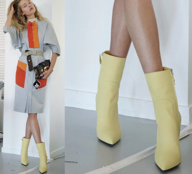 модные молодежные демисезонные сапожки для девушек желтого цвета - фото с подиума весна-лето 2021 от бренда Louis Vuitton