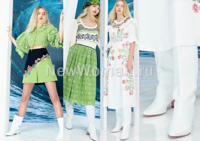 сапоги белого цвета на девушках-моделях на сезон весна-лето 2021 - фото из дизайнерской коллекции бренда Vivetta