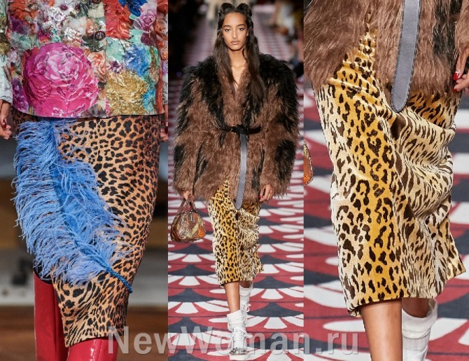 модные юбки 2021 года с леопардовым принтом - фото с мировых показов моды