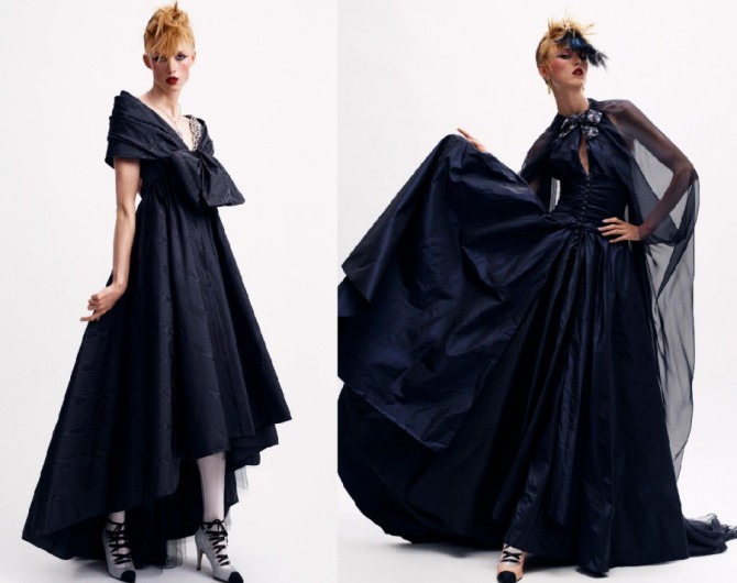вечерние платья макси черного цвета - фото из кутюрной коллекции 2020 года