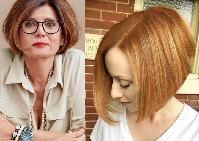 стильная стрижка на рыжих волосах сезона 2021 года для женщин - боб без челки на гладких волосах