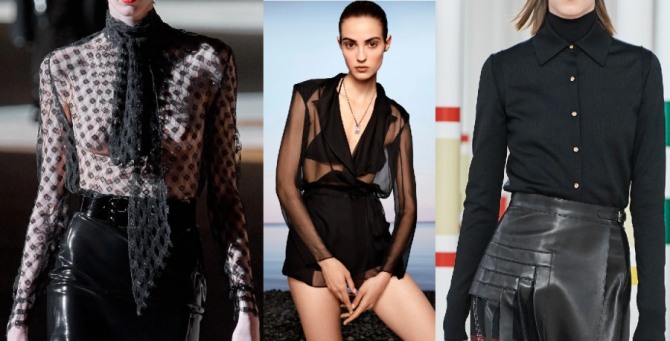 брендовые блузки черного цвета - фото из коллекций 2021 года