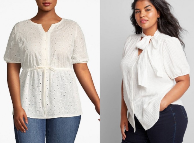 фото модных белых блузок больших размеров - мода 2021 года