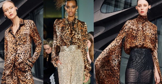 высокая мода 2021 - блузки с леопардовым принтом с модных европейских показов - фото