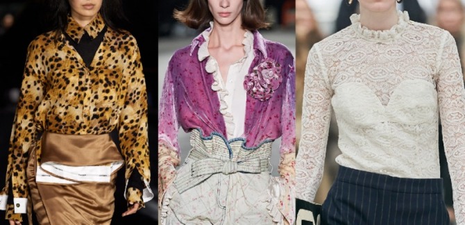 какие блузки модные в 2021 году - двухслойные, фото идей от модельеров модных домов