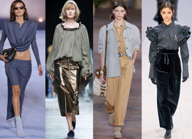 модные образы на 2021 год для девушек и женщин с блузками серого цвета разных оттенков серого
