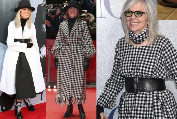 фото стильных бабушек за 70 в красивых весенних пальто и платьях - американская актриса Дайан Китон (Diane Keaton) - 75 лет