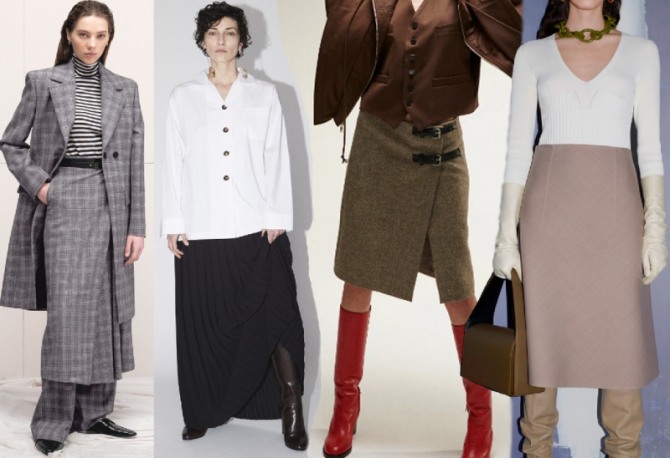 фото новинок деловых офисных модных юбок с недель моды в Милане и Париже - на сезон осень-зима 2021-2022