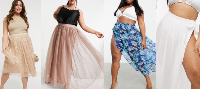 летние красивые юбки для пышек из прозрачной ткани - мода 2021 года