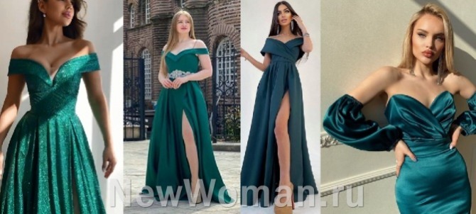 модный цвет вечерних выпускных платьев 2021 года - зеленый