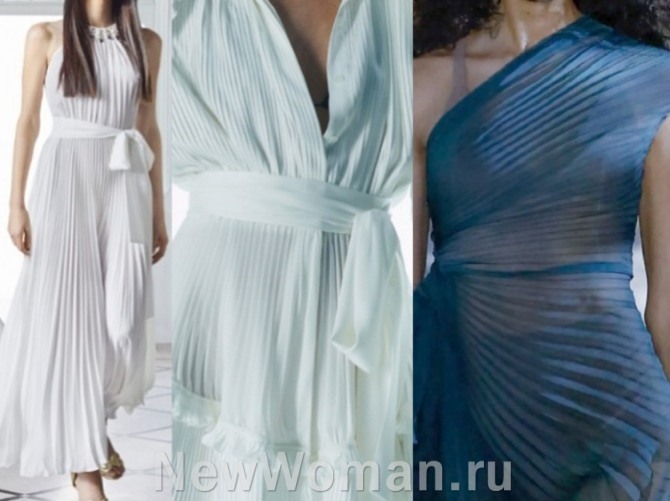 вечерние платья с плиссировкой с недель моды 2021 года