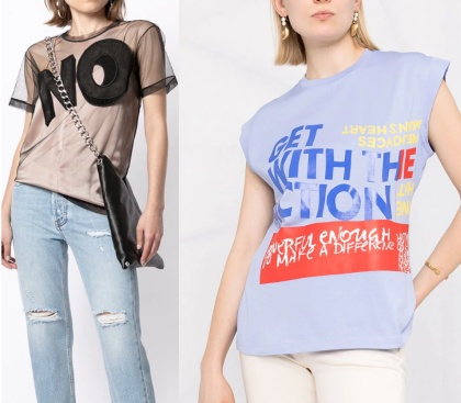 летняя мода 2021 - главные тенденции и фото женских футболок с логотипом