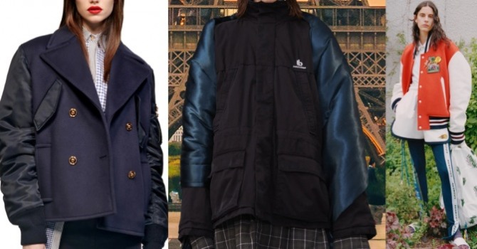 один из трендов модных женских курток 2022 в люксовом сегменте - модели с рукавами из другой ткани, новинки сезона
