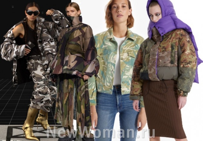 какие принты женских курток самые модные в 2022 году - камуфляж и военный стиль