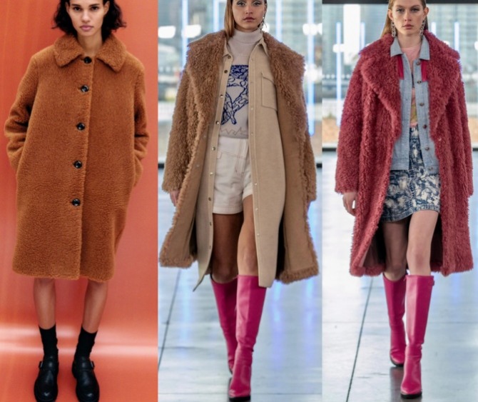 фото зимних пальто из плюша от европейских модельеров на сезон осень-зима 2021-2022