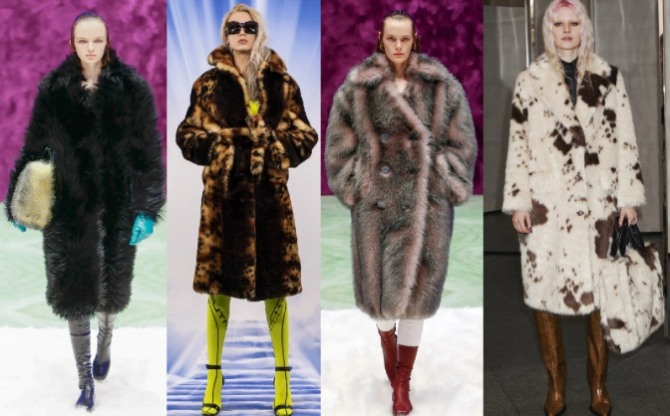 модели теплых легких пальто из экологического искусственного меха - стильные луки на 2022 год из коллекций европейских модельеров